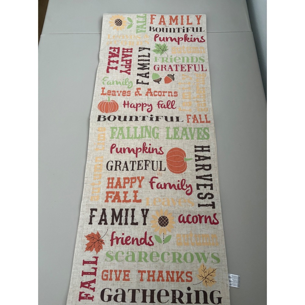 Fall Harvest‎ Family Gathering Table Runner Autumn Thanksgiving Decor 35" Long